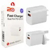 20W Snelle USB-C-oplader Snelle lading Type C PD Opladen EU US Plug Adapter QC 3.0 voor smartphone met doos