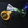 Unique Diamond Glass Slides Bowl Pieces Round Clear Pipes 14mm Male Joint Dry Oil Burner Heady Herb Tabac Bols Poignée Pour Fumer Des Bangs