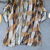 Neploe Flor Impressão Blusa Mulheres Vintage Vintage V Neck Slow Slow Senhoras Blusas Camisas Primavera Moda Casual Chiffon Tops 1B849 210423