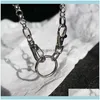 Chains & Pendants Jewelrychains Hiphop Sier Color Round Lock Choker Necklace For Women Girl Metal Chunky Chain Link Necklaces Statement Jewe