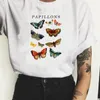 Papillons Butterfly Graphic Tee 100% Bawełna Harajuku Hipster Crew Neck Kobiety T-shirt Cute Estetyczne Vintage Cool Female Top 210518