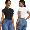 Women's Jumpsuits & Rompers Lady Black Casual Knitted Party Sexy Bodysuit Women Neck Short Sleeve Summer Female Solid Body Mujer