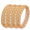 24k Dubai Snö Bangles Guldpläterad Armband Gåvor Bröllopsmycken Afrika för Kvinnor Flower Bijoux Femme Q0717