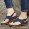 Kvinnors Casual Kvinna Strand Skor Ladies Clip Toe Wedges Tong Shoes Broderi Platform Metal Spänne Sandaler Zapatillas Mujer Y0721