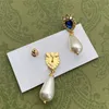 Błyszczące ruby ​​diamentowe kolczyki urok Kobiety Pearl wisiorek zbiesek z wytłaczane pieczęć Sapphire Studs z prezentem Box281L