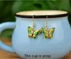 Classic Cloisonne Enamel Cute Butterfly Charm Earrings Eardrop Chinese Insect Copper Accessories Women Jewelry Ear Ornaments