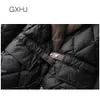 GXHJ Womens Casual Elegant Coat Female Cotton-Padded Quilted Parka Jacket Down Padded Winter Outwear Fake fur collar 211018