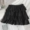 Skirts Syiwidii Ball Gown Y2k Mini For Women Casual Elastic Waist Ruffles A-Line 2022 Summer Cake Skirt Green Black White