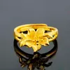 Fiore da donna 24k placcato oro anelli a fascia NJGR055 Moda regalo di nozze Donne Giallo Gold Plate Plate Anello