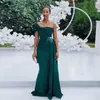 Dunkelgrün Meerjungfrau Brautjungfer Kleider Eine Schulter 2021 Blume Vestidos Bowknot Streamer Lange Hochzeits-Party-Kleid für Frauen Chic