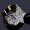 14K Gold Iced Out Rings Mens Hip Hop 보석 블링 블링 블링 멋진 지르코니아 스톤 럭셔리 씨 가신 남자 힙합 반지 선물