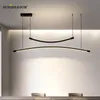 Pendant Lamps Simple Led Light Modern Black&Gold Chandelier Lamp For Dining Room Kitchen Living Lustre Home Hang