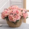 Couronnes de fleurs décoratives, Simulation de roses, Bouquet de mariées européennes, décoration de jardin de maison, hortensia fleuri à la main