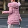 Faux Fur Parkas Kvinnor Vinter Down Bomull Jacka Tjock Snö Slitage Coat Lady Clothing Kvinna Jackor 211008