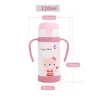 Bear Pattern 320ml Vacuum Flasks 304 Stainless steel Baby's Straw Thermos Water Bottle Portable Handle Thermals Cups For Kids 210615