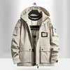 Vår Höst Män Windbreaker Jackor Hooded Coats Man Vattentät Outwear Softshell Jacket Clothing Plus Size 6XL 7XL 8XL 211013