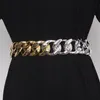Designer de luxo 4 cm largo cadeia elo cintura cinto prata ouro metal cintura para mulheres vestido camisa cinza cinta cinta cinta