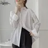 Camicetta da donna a righe coreane Camicetta da donna casual allentata stile da donna a maniche lunghe Camicie da donna moda monopetto femminile 11876 210508