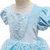 Küçük Kızlar Deluxe Külkedisi Kostüm Puf Kol Katmanlı Hallowen Parti Kıyafeti Çocuk Fantezi Doğum Günü Prenslik Giysileri X0803