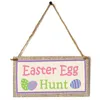 20x10cm/7.9*3.9inch Easter Decoration Home Wooden Hanging Pendants Rabbit Egg Sign Plaque Ornament Happy Easter Party Wall Door Decorations HY0233