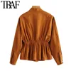 女性のファッションポケットのファッションサファリスタイルのジャケットコートビンテージラペルカラー長袖女性アウターウェアシックトップ210507