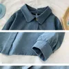 Vintage Camisas de Algodão Cardigan Outono Botão Sólido Blusas Mulheres Coreano Camisa Longa Camisa Ladies Tops Blusas 10796 210417
