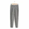 women stylish plaid printing pencil pants female casual slim fashion trousers office lady wear zipper pantalones mujer P557 210420