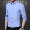 Koszulki męskie małże koszule swobodne koszule długie rękaw Slim Men Dress Shirt 2021 marka projektant mody Wysokiej jakości solidne ubrania męskie Fit Business M-5xl