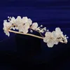 Europejskie Złoto Shell Wedding Tiaras Korony Zestaw Kwiat Bridal Headpiece Panny Brides Włosy Akcesoria Wieczór Włosy Biżuteria X0625