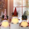 Ornements de gnome de noël éclairés chapeau tricoté poupée naine sans visage en peluche avec bois fête de vacances décor à la maison XBJK2109