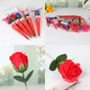 Flower Box Conical Red Single Soap Rose Wedding Home Festival Valentine Day Gift Bloom Party Ribbon Transparent 1 9xya G2