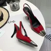 С коробкой 2022 дизайнер бренда дамы High каблуки обувь сексуальные буквы реальные кожаные женские одежды обувь мода насосы весенняя обувь свадьба