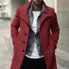 Heren Trenchcoats 2021 Coat Plaid Lange Lengte Revers Collar Lange Mouw Warm Herfst Winter Overjas