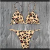 Womens Apparel Leopard Bikini Zomer Vrouwen Badmode Kleding Sexy 2 stks Bras Gstring Set Badpak Drop Levering 2021 HWQIT