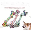 Animaux de compagnie chien coton mâche noeud jouets coloré Durable tressé os corde 18 CM drôle chiens chiot chat jouant jouet