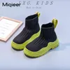 Autumn Girls Boots Children Winter Kids Slip On Elasticity Socks Shoes Soft Sole Non Slip Ankle Boots Chaussure Fille 211108