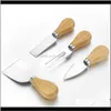 4 pçslote de madeira de madeira conjuntos de bardo conjunto de queijo de bambu de carvalho kit de faticante de cozinha cozinha cortador de cozinha útil ferramentas de cozinha úteis EWD3281 yaiab sljps