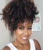 3c 4a Afro Kinky Curly Human Hair Clip in Kordelzug Ombre Braun Blonde Pferdeschwanzerweiterungen 120g