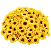 Dekoracyjne kwiaty wieńce 50 sztuk trwałe sztuczne kwiat głowy Ekologiczne plastikowe fałszywe słoneczniki piękna girlanda