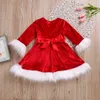 Gril Christmas Dress Kid Newborn Baby Girls Red Dress Princess Velvet Plush Party Xmas Dress For Girls New Year Girls Dresses G1129