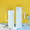 Sublimación de 30 oz Tumblers rectas Topes de empuñadura blanca en blanco 304 Bottalas de agua de acero inoxidable vidrio de doble aislamiento con paja lidplástica A12