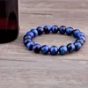 Bracelets de perles en pierre de brins naturels Bracelet extensible en œil de tigre bleu Lapis Lazuli