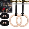 Wood Gymnastic Rings 28mm Gym With Adjustable Long Buckles Straps For Workout Home Cross Fitness BHD2 Accessories