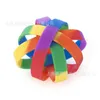 Bangle Wordless Silicone Armband Six-Layer Color Gay Rainbow Polsband Lege Hand Ring Star Accessoires