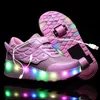 İki Tekerlekler Aydınlık Sneakers LED Işık Paten Ayakkabı Çocuklar Için LED Ayakkabı LED Ayakkabı Erkek Kız Ayakkabı Işık Yukarı Tekerlekler Ayakkabı G1025