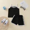 Kläder sätter toddler barn baby flickor sommar kläder svart suspender topp shorts set conjuntos para bebé