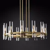 Chandeliers Living Room American RH Round E14 Led Chandelier Gold / Black Metal Glass Shades Pendant Lighting Lamp Fixtures