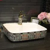 Europa Style Chiński Jingdezhen Art Counter Top Ceramic Fancy Wash Basin Łazienka Umywalki ProstokątneGood Qty