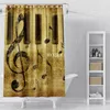 Rideaux De Douche De Luxe Piano Notes De Musique Étanche Polyester Tissu Salle De Bains Décor D'été De Mode Style Avec Multi Tailles Ensemble