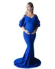 Elegant Shoulderless Maternity Photography Props Long Dress For Pregnant Women Fancy Pregnancy Dress Sexy Maxi Gown Photo Shoot Q0713